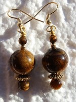 Boucles Oreilles �il de Tigre et Or Plaqu&eacute; 'OverFlod'
