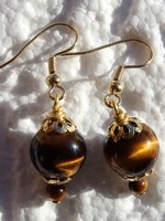 Boucles Oreilles �il de Tigre et Or Plaqu&eacute; 'Prosperidad'