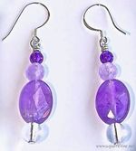 Boucles d`oreilles en Améthyste et Argent Plaqué `Lilaluz`, bijou création Aquarienne