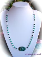 Collier Turquoise, Chrysocolle, Jaspe bleu, Quartz  'Pacifique'