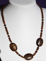 Collier Bronzite, Grenats, Or Plaqué 'Vitality'