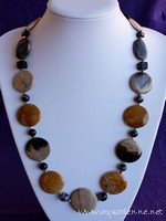 Collier  Corail Fossile, Jaspe Bois, Agate