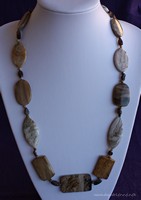 Collier sautoir en Corail et Jaspe Bois Fossilisés,  Agate