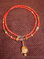 Collier Bouddha Corail et Jaspe Paysage 'Apsara'