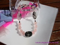 Collier Quartz Rose et Quartz Tourmaline Noire 'Idylle'