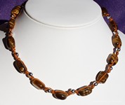 Collier Œil de Tigre et Perles Argentées