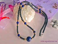 Collier Lapis-Lazuli, Hématite, Or Plaqué "Changement"