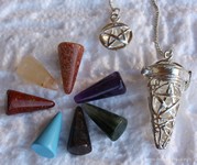 Pendule Pentagramme + 7  Pierres chakras