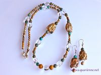 Parure Bouddha Boucles d'Oreilles et Collier en Jaspe Paysage 'Tara Verte'